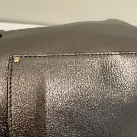 Kate Spade Metallic Pewter Double Handle Open Tote Bag, Silver Tone Hardware - Picture 15 of 15